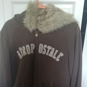 Fur lined hoodied sweatshirt